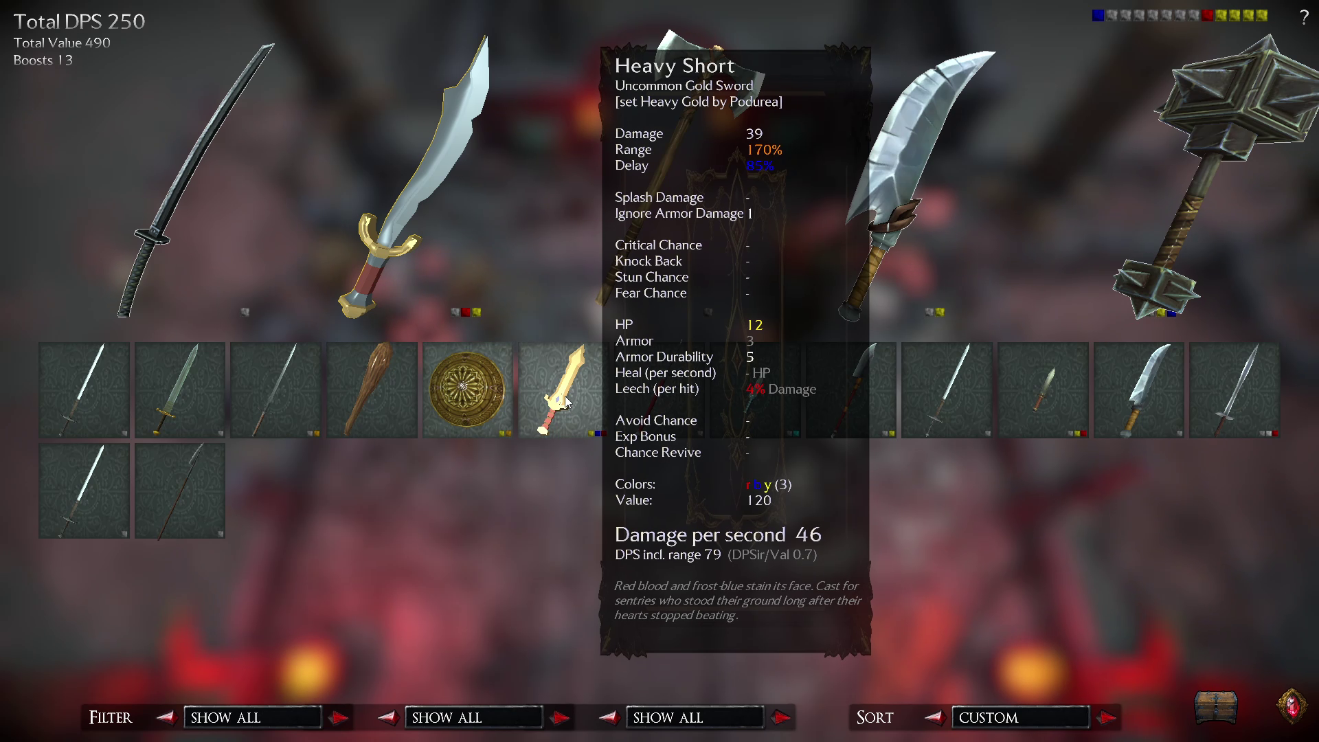 Cursed Soulless Vagabonds Waffen Farbcodierung